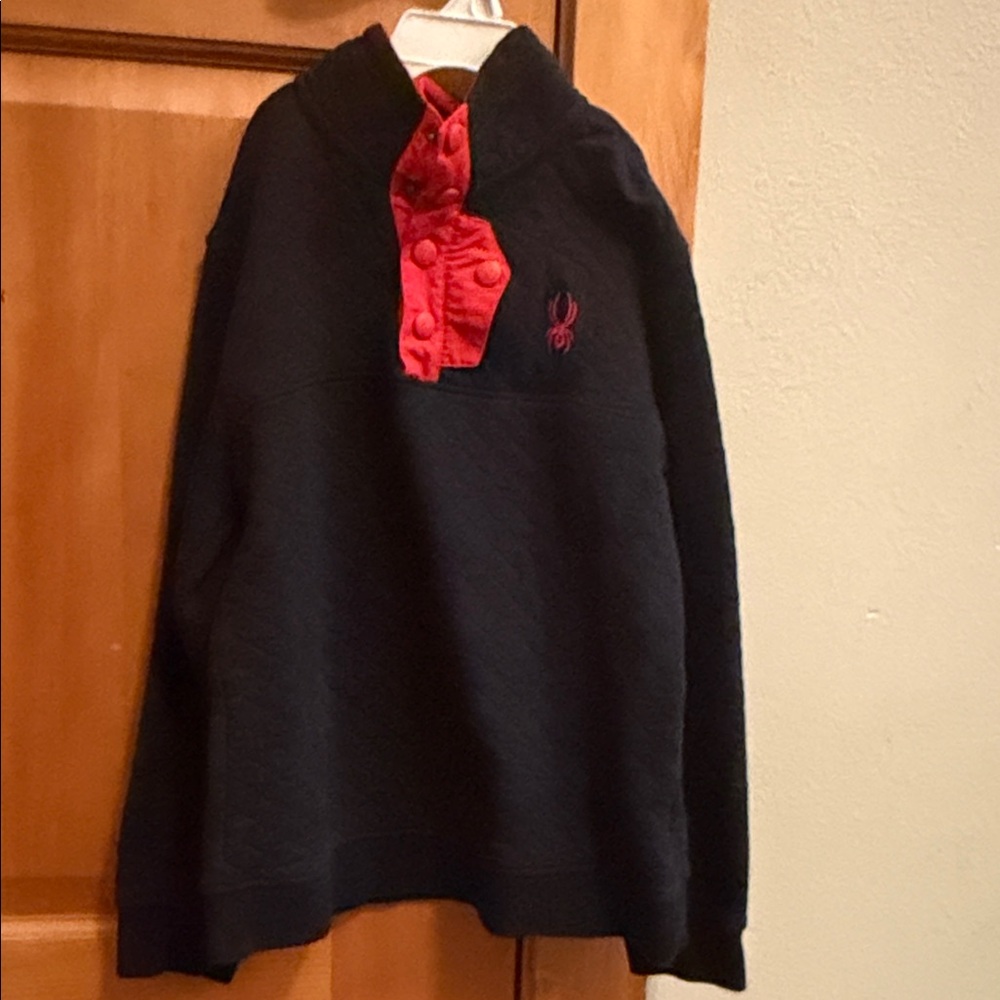 Spyder Men's Black Zip-Up Sweater with Red Details